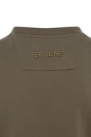 تيشيرت أوفرسايز بشعار مطرز على الصدر للجنسين - زيت...