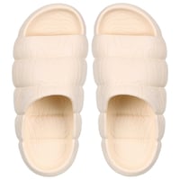 شبشب مفتوح من الأمام بنعل مطاطي مموج - بيج فاتح