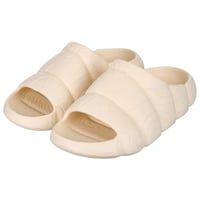 شبشب مفتوح من الأمام بنعل مطاطي مموج - بيج فاتح