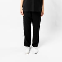 بنطلون اسود مستقيم الساق للجنسين مع حزام خصر وأربط...