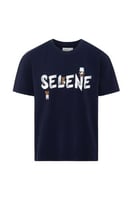 تيشيرت بقصة عادية للأطفال بشعار SELENE - أزرق داكن