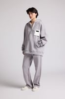 هودي بجيب أمامي أوفرسايز للجنسين - رمادي