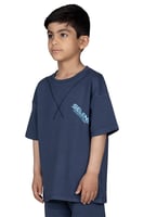 تيشيرت بشعار سيلين من الأمام للأطفال (ازرق)