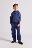 هودي بقصة واسعة Acid Wash للأطفال أزرق غامق