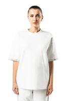 تي شيرت اوف وايت كبير للجنسين مع أكتاف منسدلة وشعا...