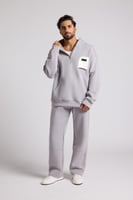 بنطلون جيرسيه مرن أوفرسايز للجنسين - رمادي