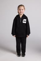 هودي بجيب أمامي أوفرسايز للأطفال للجنسين - أسود