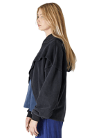 هودي بقصة واسعة Acid Wash من طبقتين للجنسين أسود +...