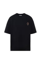 تيشيرت أوفرسايز بشعار مطرز على الصدر للجنسين - أسو...