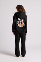 هودي بطباعة وقصة واسعة Acid Wash للجنسين أسود