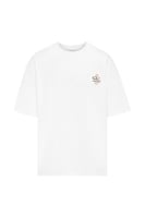 تيشيرت أوفرسايز بشعار مطرز على الصدر للجنسين - أبي...