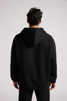 هودي أوفرسايز برباط للجنسين - أسود