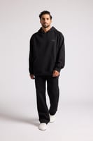 بنطلون كاجوال أوفرسايز للجنسين - أسود