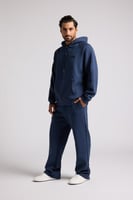 هودي أوفرسايز برباط للجنسين - أزرق داكن