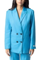 جاكيت رسمي نسائي بقصة طويلة أزرق فاتح