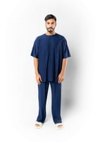 تيشرت واسع للجنسين ازرق غامق