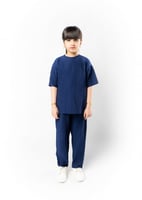 تيشرت واسع للأطفال للجنسين ازرق غامق