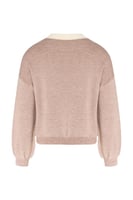 بلوفر بقصة واسعة ورقبة V للنساء بيج