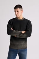 بلوفر Acid Wash للجنسين أسود