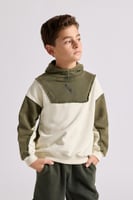 هودي بقصة واسعة ورقبة عالية بشعار سيلين أخضر للأطف...