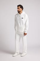 هودي أوفرسايز برباط للجنسين - أوف وايت