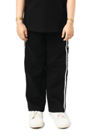 بنطلون اسود بقصة مستقيمة للأطفال مع حزام خصر وأربط...