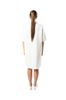 فستان اوف وايت نسائي بياقة علوية وأكتاف منسدلة مع...