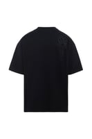 تيشيرت أوفرسايز مطرز بتصميم بسيط للجنسين - أسود