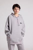 هودي أوفرسايز برباط للجنسين - رمادي