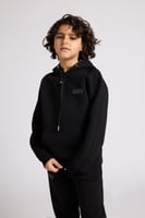 هودي أوفرسايز برباط للأطفال للجنسين - أسود