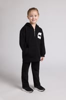 بنطلون جيرسيه مرن أوفرسايز للأطفال للجنسين - أسود