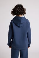 هودي أوفرسايز برباط للأطفال للجنسين - أزرق داكن