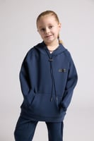 هودي أوفرسايز برباط للأطفال للجنسين - أزرق داكن