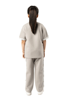 بنطلون رمادي بقصة مستقيمة للأطفال مع حزام خصر وأرب...