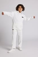 هودي كاجوال أوفرسايز للأطفال للجنسين - أوف وايت