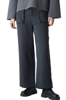 بنطلون بأرجل واسعة للنساء أسود + رمادي غامق