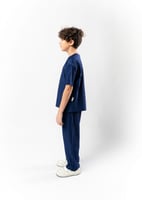 تيشرت واسع للأطفال للجنسين ازرق غامق