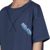 تيشيرت بشعار سيلين من الأمام للأطفال (ازرق)