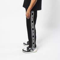 بنطلون اسود مستقيم الساق للجنسين مع حزام خصر وأربط...