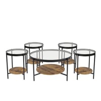 طقم طاولات قهوة خشب مع زجاج :SHML-C159