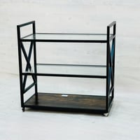 عربية تقديم خشب مع زجاج