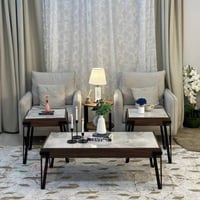 طقم طاولات 3 قطع لون بني - أبيض