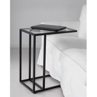 طاولة خدمة حديد أسود زجاج شفاف