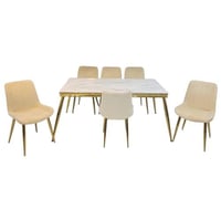 طاوله طعام 6كرسي جلد سطح رخام