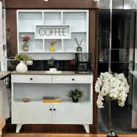 دولاب لركن القهوة برفوف خشبية لون بني وابيض