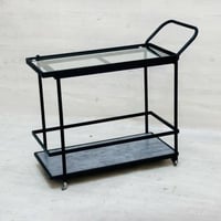 عربية تقديم خشب مع زجاج