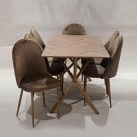 طاولة طعام خشب 6 كرسي لون بني