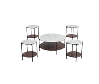 طقم طاولات4×1سراميك مع خشب لون رصاصي