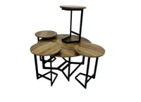 طقم طاولات4×1خشب لون بني