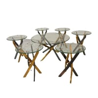 طقم طاولات استيل زجاج اسود مع ذهبي
